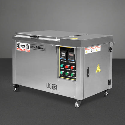 MechMaxx UC12 Ultrasonic Cleaner 12 Gal 47 L Heavy Duty Industrial Parts Washer 28kHz 9 Transducers SS304 Tank 6.6kW Heater 208-240V 1 Phase Power New