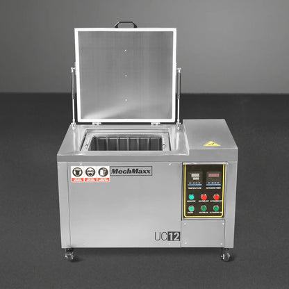 MechMaxx UC12 Ultrasonic Cleaner 12 Gal 47 L Heavy Duty Industrial Parts Washer 28kHz 9 Transducers SS304 Tank 6.6kW Heater 208-240V 1 Phase Power New