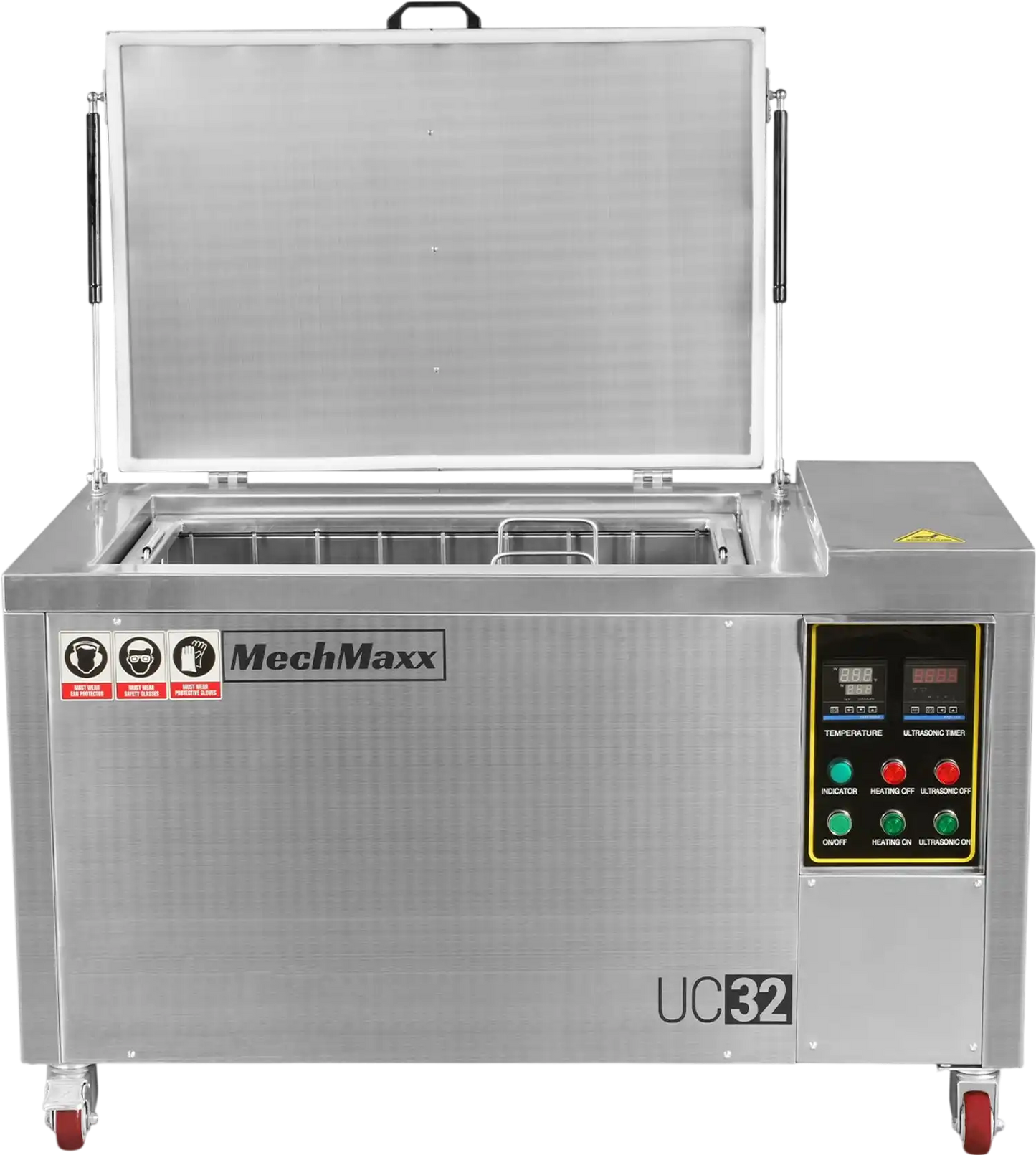 MechMaxx UC32 Ultrasonic Cleaner 32 Gal 120L Heavy Duty Industrial Parts Washer 28kHz SS304 Tank 6.6kW Heater 208-240V 3 Phase New
