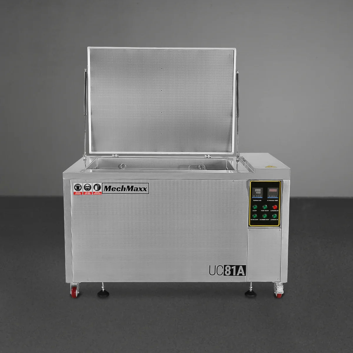MechMaxx UC81A Ultrasonic Cleaner 81 Gal 308L Heavy Duty Industrial Parts Washer 28kHz 40 Transducers Oil Skimmer SS304 Tank 10kW Heater 208-240V 3 Phase New