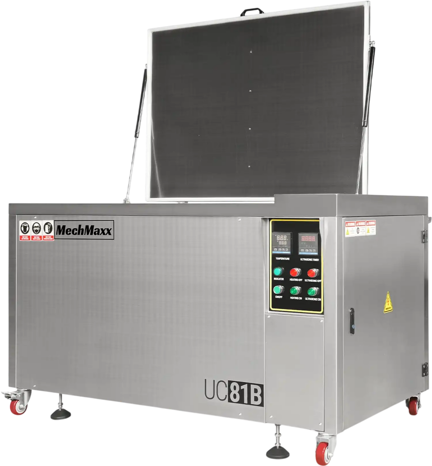 MechMaxx UC81B Ultrasonic Cleaner 81 Gal 308L Heavy Duty Industrial Parts Washer 28kHz 40 Transducers SS304 Tank 10kW Heater 208-240V 3 Phase Power New