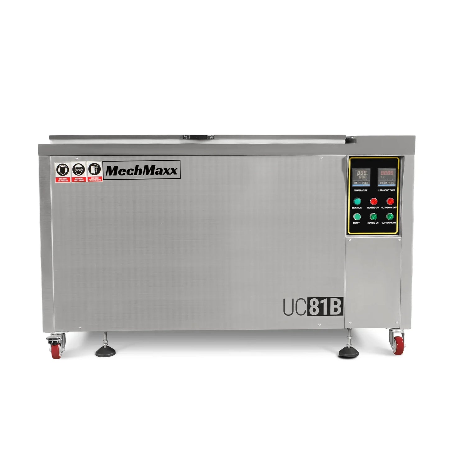 MechMaxx UC81B Ultrasonic Cleaner 81 Gal 308L Heavy Duty Industrial Parts Washer 28kHz 40 Transducers SS304 Tank 10kW Heater 208-240V 3 Phase Power New