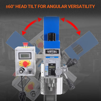 MechMaxx VM18L Mill Drill Machine 6x20" Benchtop Variable Speed R8 Spindle 1 HP 110V Brushless Motor New