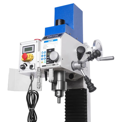 MechMaxx VM25L Mill Drill Machine 7" x 27-1/2" Benchtop Mini Variable Speed Brushless Motor R8 Spindle 1.5 HP 110V New