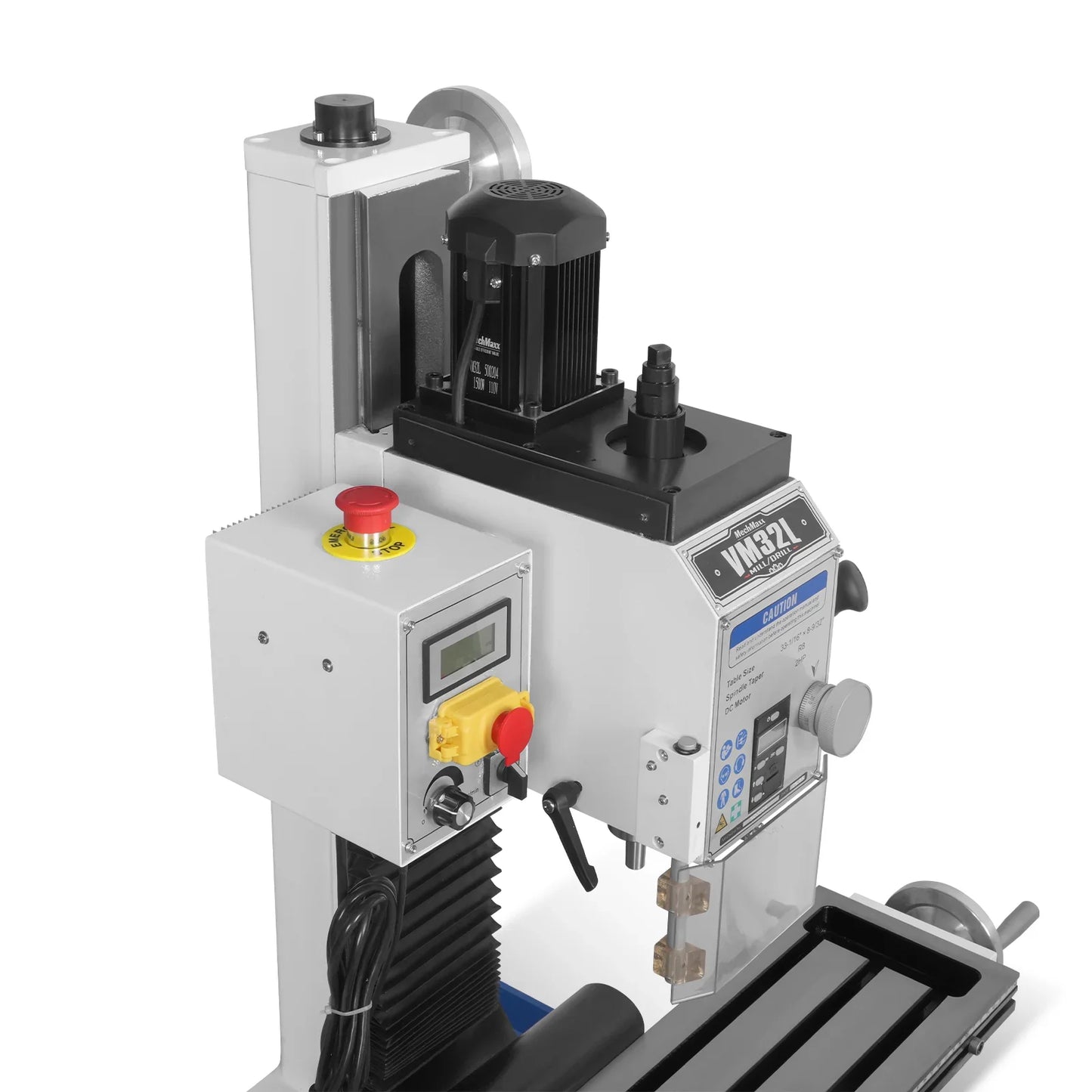 MechMaxx VM32L Mill Drill Machine 8-1/4x33" Industrial Benchtop Brushless Motor Variable Speed R8 Spindle 2 HP 110V New