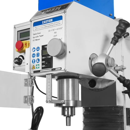 MechMaxx VM32L Mill Drill Machine 8-1/4x33" Industrial Benchtop Brushless Motor Variable Speed R8 Spindle 2 HP 110V New