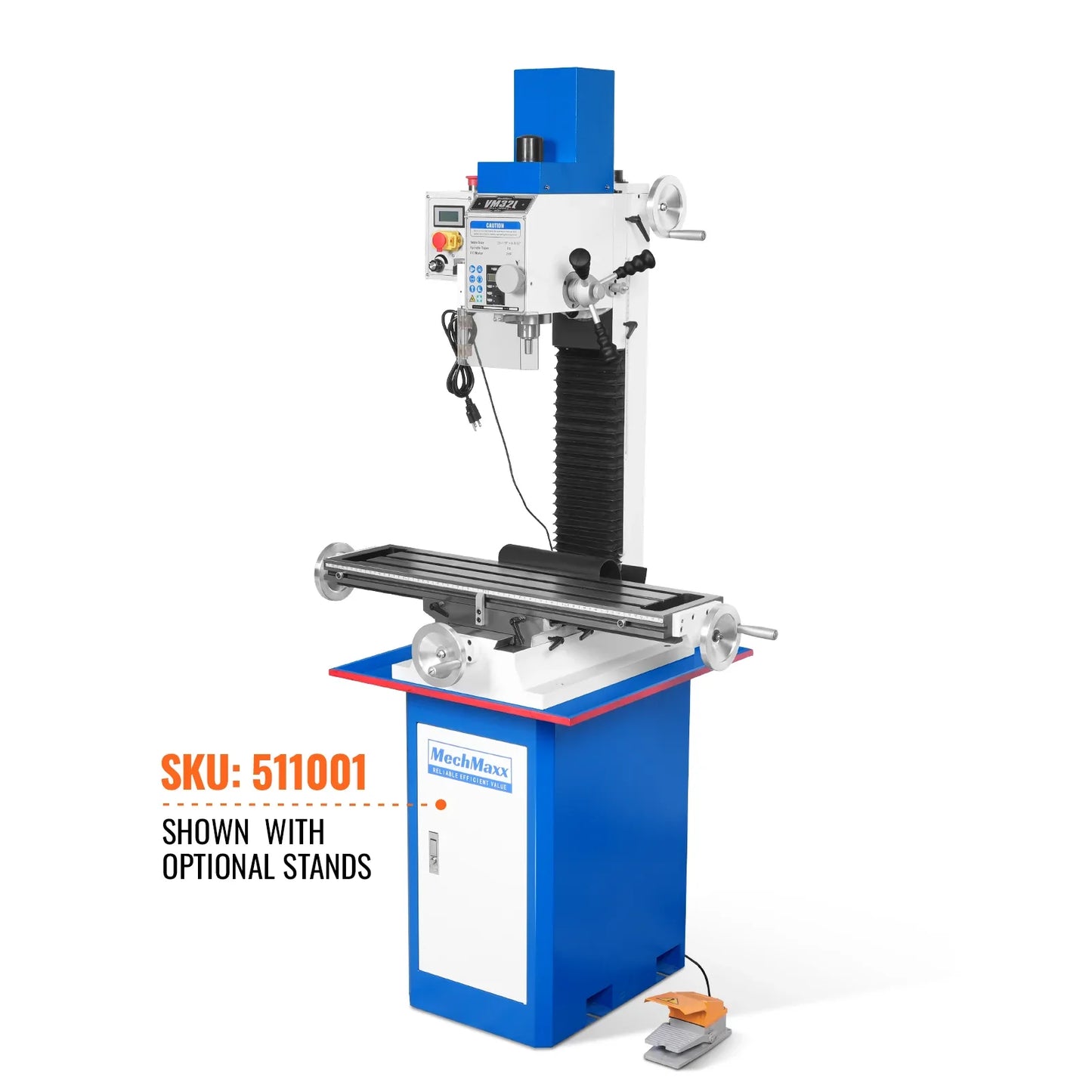 MechMaxx VM32L Mill Drill Machine 8-1/4x33" Industrial Benchtop Brushless Motor Variable Speed R8 Spindle 2 HP 110V New