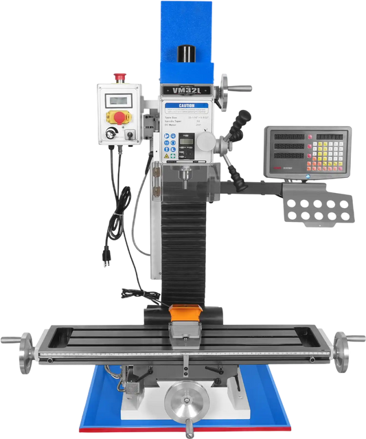 MechMaxx VM32LD Mill Drill Machine 8-1/4" x33" Industrial Benchtop Variable Speed Brushless Motor DRO R8 Spindle 2 HP 110V Compact New