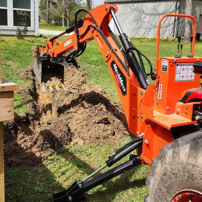 MechMaxx BH660M Tractor Backhoe Attachment 7' Hydraulic Thumb 12" Bucket ISO/SAE Switchable Controls Self-Contained Hydraulic System 3 Point Hitch Cat 1 15-50 HP New