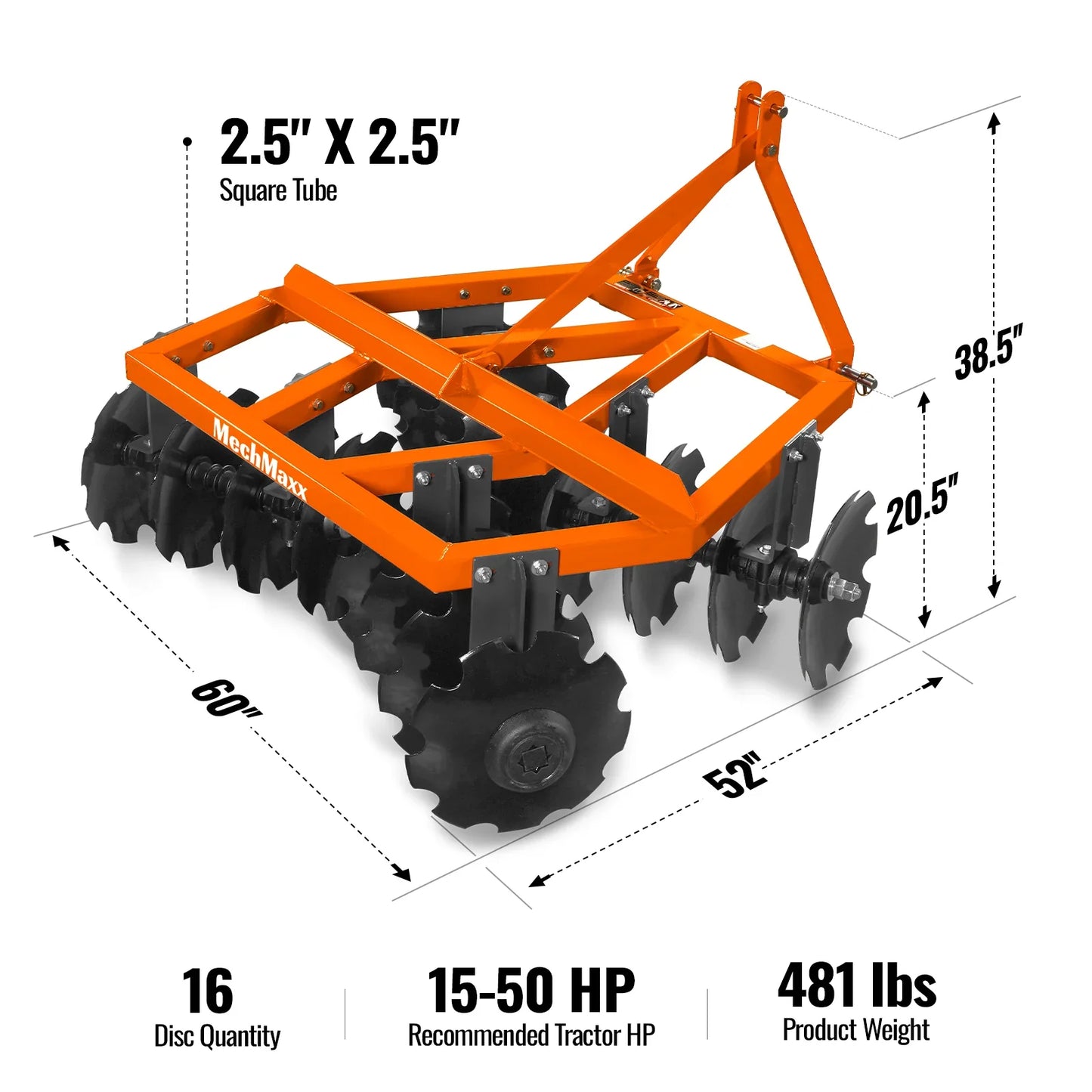 MechMaxx DH60 Disc Harrow 60" Tractor Notched Disc Plow 3 Point Hitch New