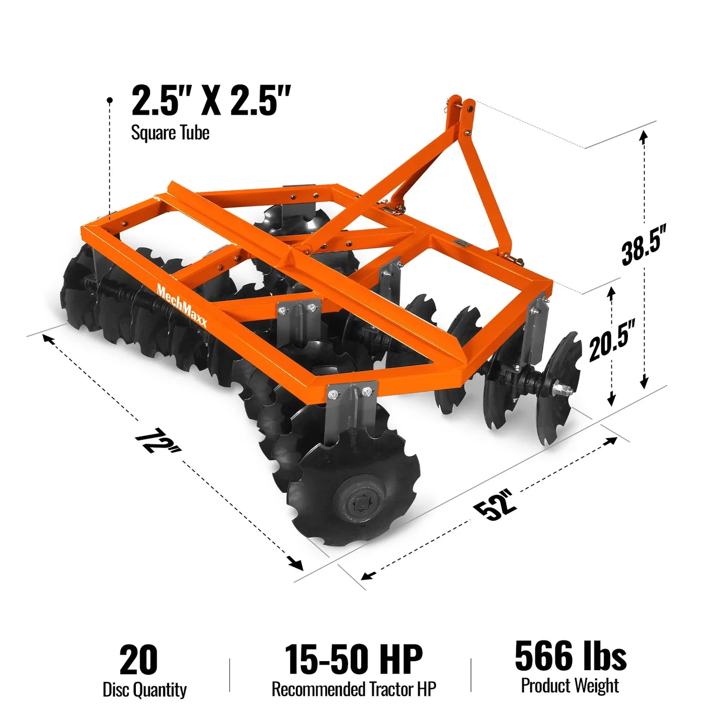 MechMaxx DH72 Disc Harrow 72" Tractor Notched Disc Plow 3 Point Hitch New