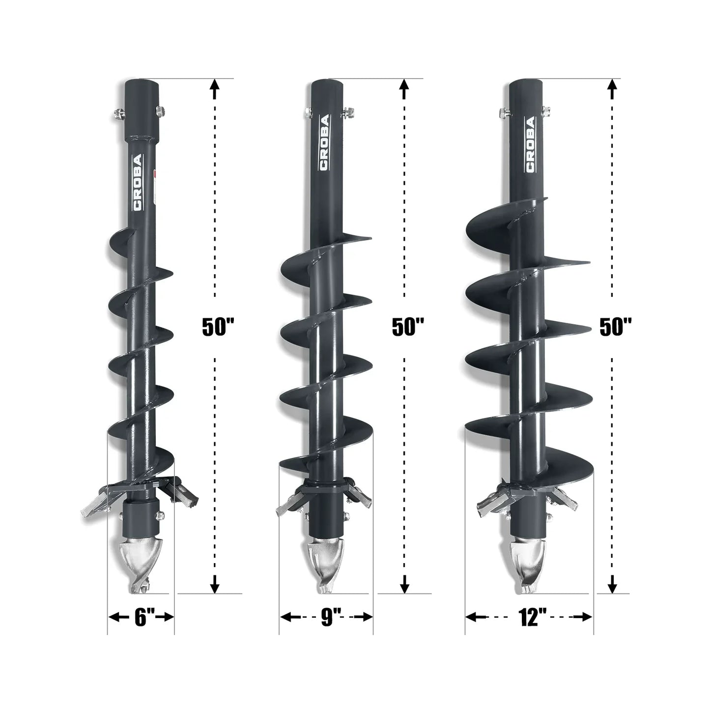 MechMaxx 150506 Skid Steer Auger Mini Drive Auger with 6" 9" 12" Dia Auger Bits New