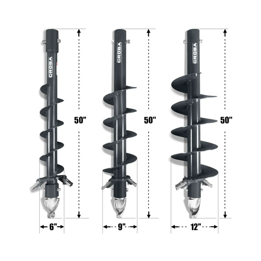 MechMaxx 150506 Skid Steer Auger Mini Drive Auger with 6" 9" 12" Dia Auger Bits New