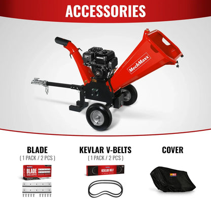 MechMaxx GS1500 Wood Chipper 5" Electric Start ZONSEN 459cc Gasoline Engine Powered New