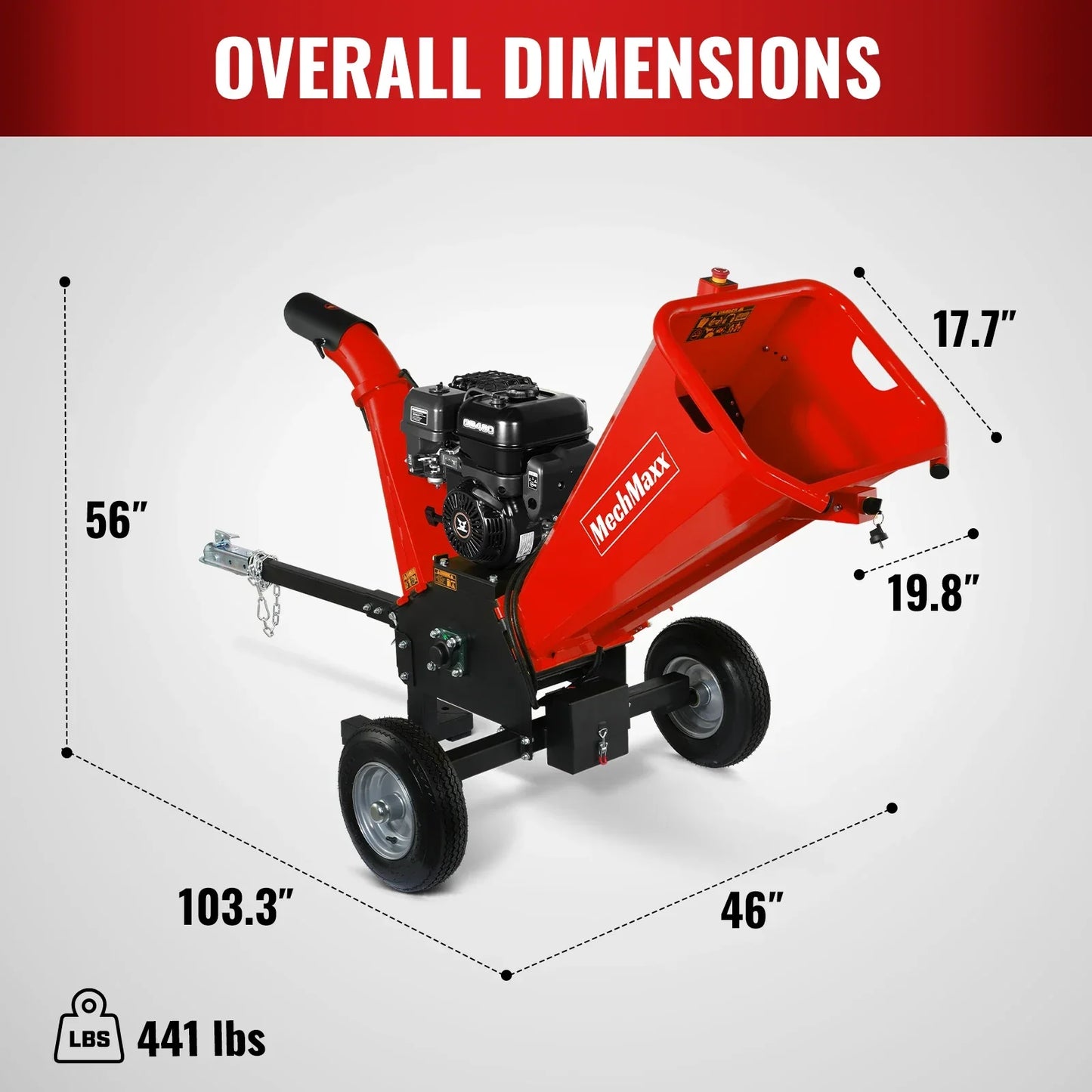 MechMaxx GS1500 Wood Chipper 5" Electric Start ZONSEN 459cc Gasoline Engine Powered New