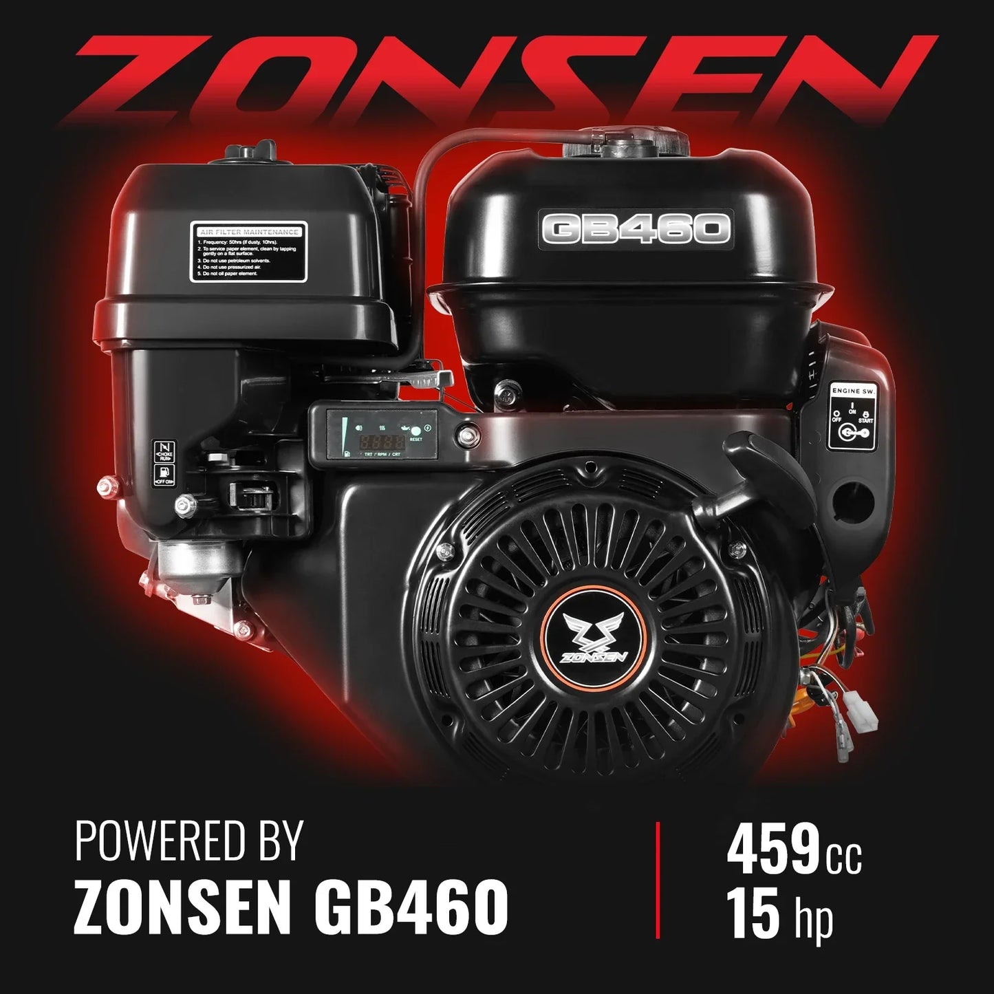 MechMaxx GS1500 Wood Chipper 5" Electric Start ZONSEN 459cc Gasoline Engine Powered New