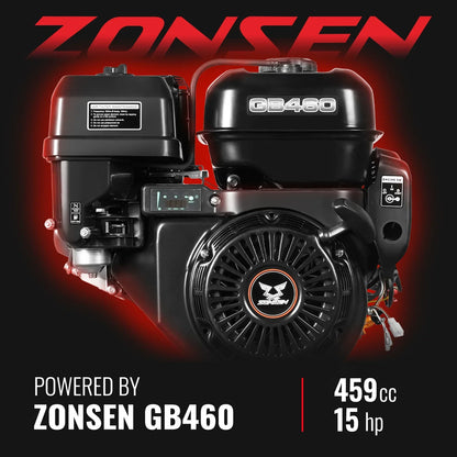 MechMaxx GS1500 Wood Chipper 5" Electric Start ZONSEN 459cc Gasoline Engine Powered New