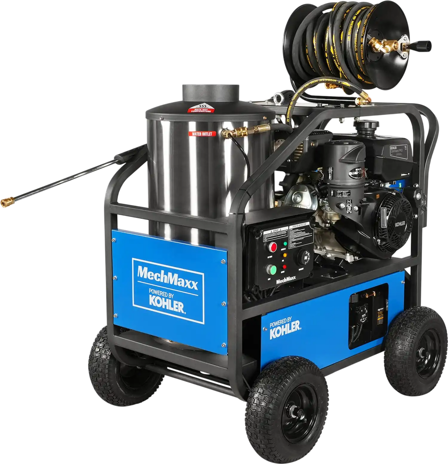 MechMaxx HPW40K Pressure Washer 4000 PSI 4 GPM Kohler Electric Start Engine Hot Water Hose Reel New
