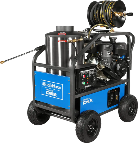 MechMaxx HPW40K Pressure Washer 4000 PSI 4 GPM Kohler Electric Start Engine Hot Water Hose Reel New