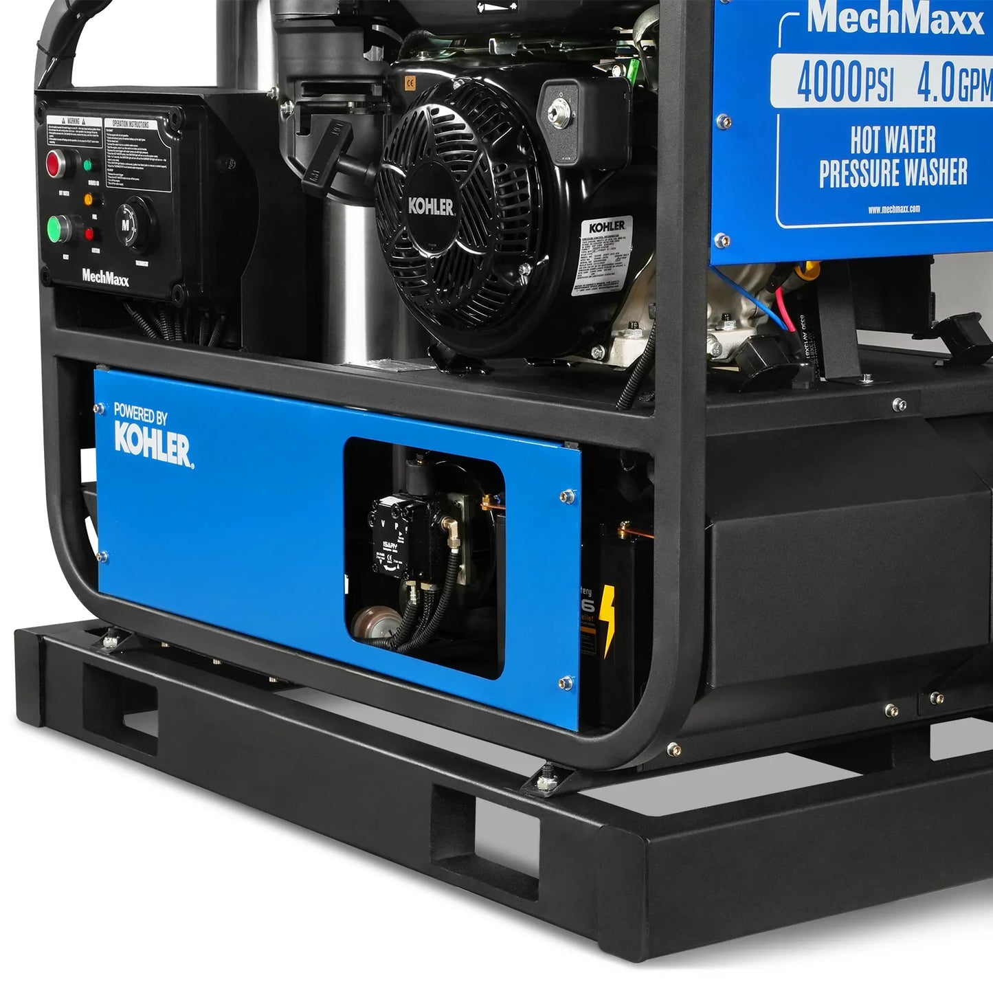 MechMaxx HPW40KT Pressure Washer 4000 PSI 4 GPM KOHLER Electric Start Engine Hot Water Skid Mounted with 175 Gal Tank New