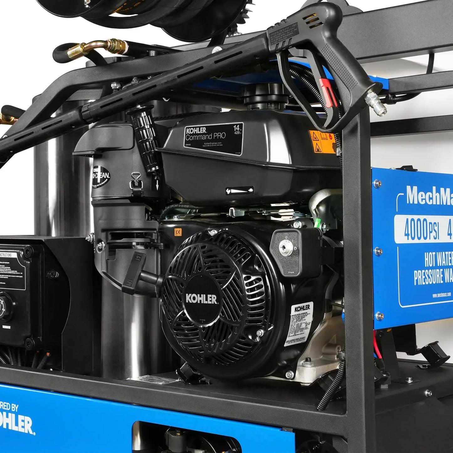 MechMaxx HPW40KBT Pressure Washer 4000 PSI 4 GPM KOHLER Electric Start Hot Water Skid Mounted with 245 Gal Tank New
