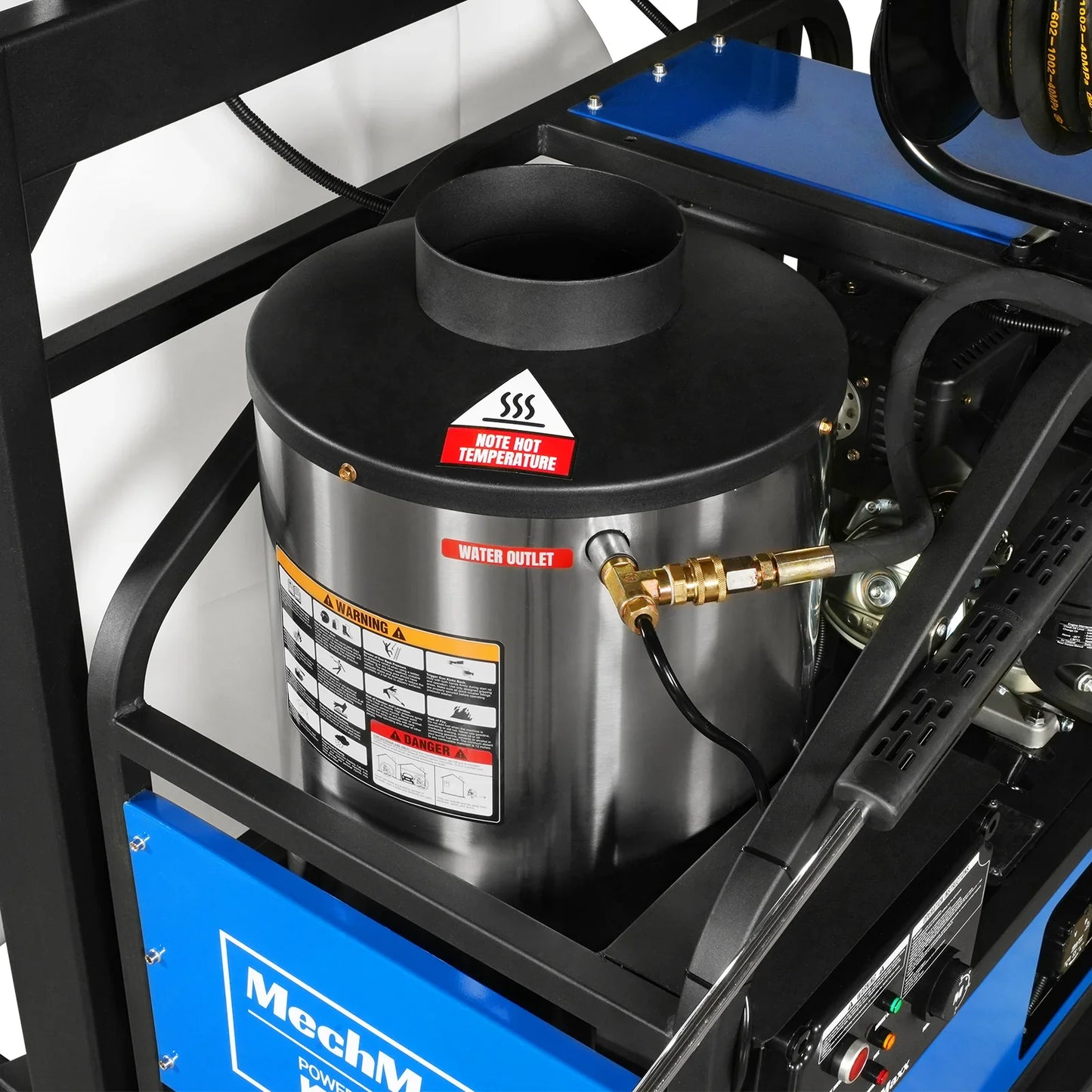 MechMaxx HPW40KBT Pressure Washer 4000 PSI 4 GPM KOHLER Electric Start Hot Water Skid Mounted with 245 Gal Tank New