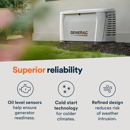 Generac 7329 28kW Standby Generator Propane Natural Gas 1 Phase 240V w/ 200A Automatic Transfer Switch