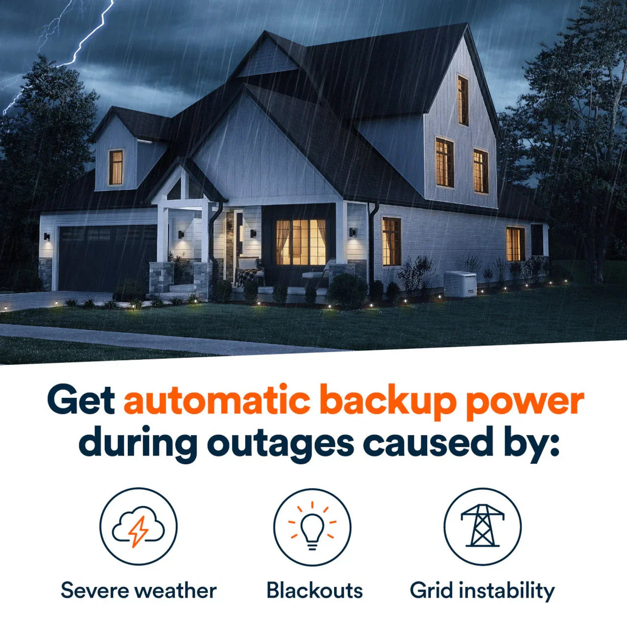 Generac 7329 28kW Standby Generator Propane Natural Gas 1 Phase 240V w/ 200A Automatic Transfer Switch