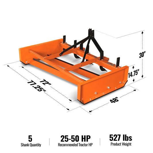 MechMaxx LP72 Land Leveler 72" Heavy Duty Land Plane Scraper Grader with Shanks 3 Point Hitch New