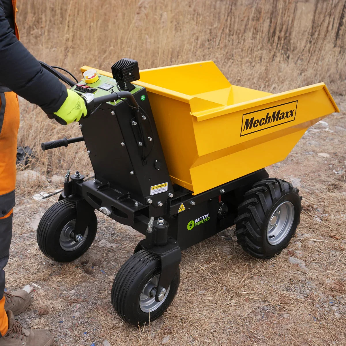 MechMaxx E50 Mini Dumper 1100 lbs Loading Battery Powered Electric Barrow 1000W 48V Brushless DC Motor New
