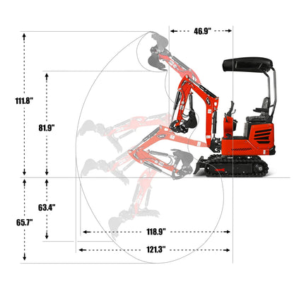 MechMaxx MEC10 Mini Excavator Compact HONDA GX390 Engine 65.7" Max Digging Depth 1 Ton 2280 lbs Operating Weight New