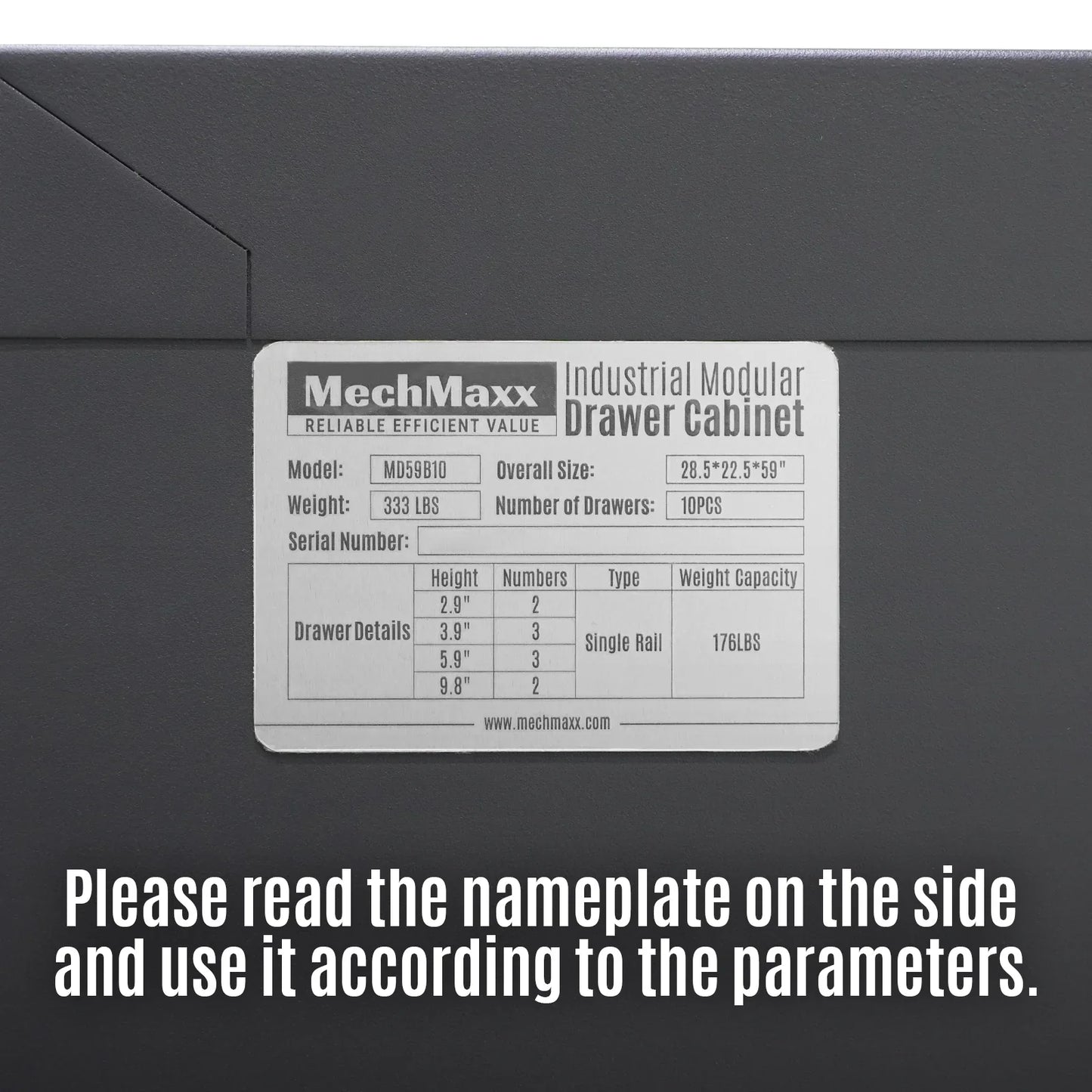 MechMaxx MD59B10 Tool Box Heavy Duty Modular Drawer Cabinet 59" H x 28.5" W x 22.5" D Steel Tool Storage Organizer New