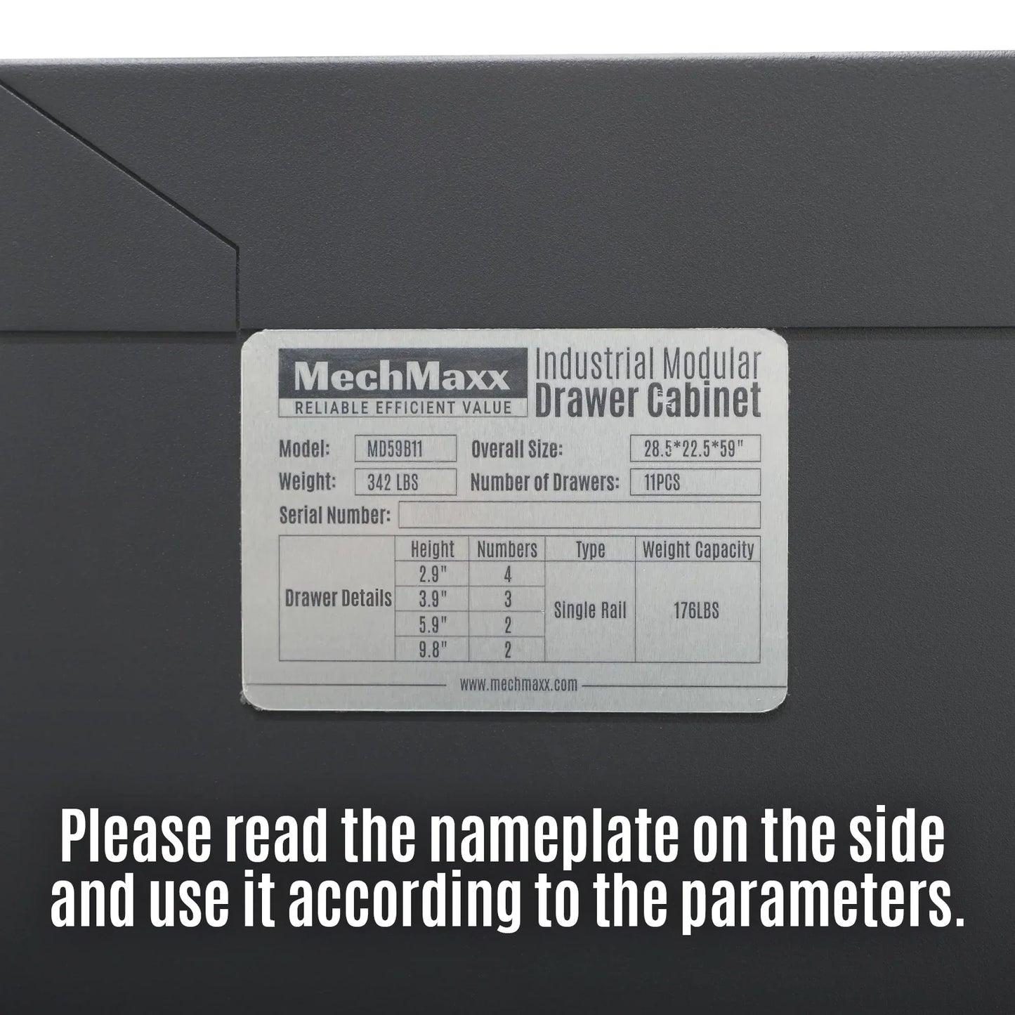 MechMaxx MD59B11 Tool Box Heavy Duty Modular 11 Drawer Steel Tool Storage Organizer Cabinet 59" H x 28.5" W x 22.5" D New
