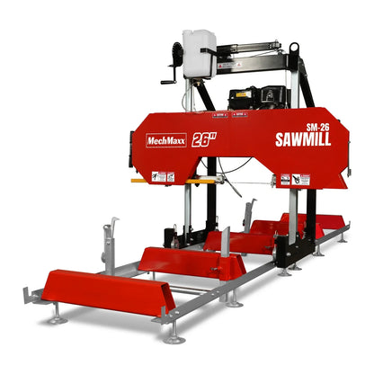 MechMaxx SM26 Sawmill Portable 26" 459cc 15HP Electric Start Gasoline Engine 20" Board Width 13' Track Length New