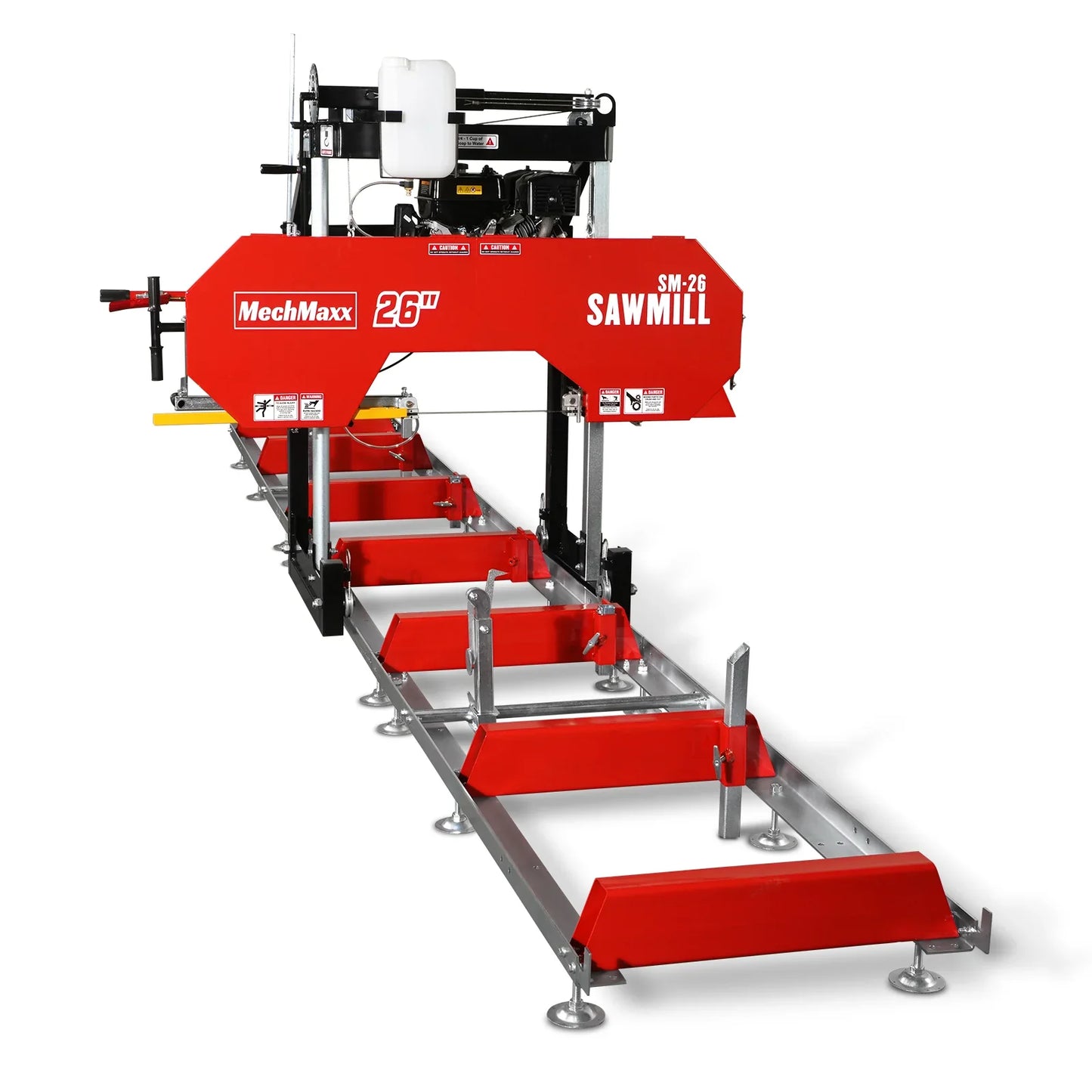 MechMaxx SM26 Sawmill Portable 26" 15 HP Electric Start Gasoline Engine 20" Board Width 20' Track Length New