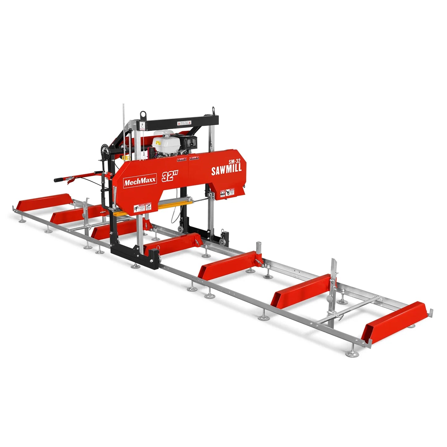 MechMaxx SM32 Portable Sawmill 32" Honda GX390 389cc Electric Start Gas Engine 26.5" Board Width 20' Track New