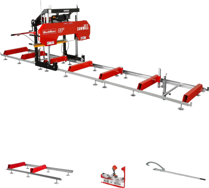 MechMaxx SM32 Portable Sawmill 32" KOHLER CH440 429cc Electric Start Gas Engine 26.5" Board Width 20' Track New