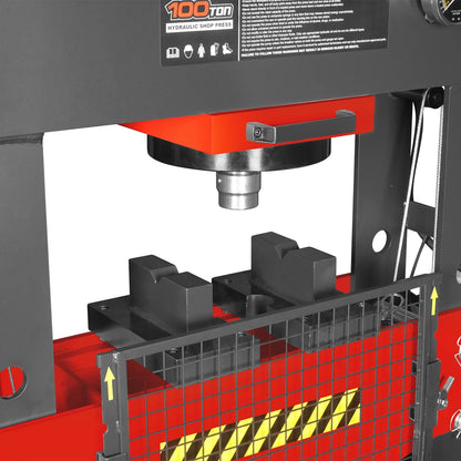 MechMaxx HSP100E Hydraulic Shop Press 100 Ton H-Frame Electric with Hand Winch 110V Motor Safety Guard New
