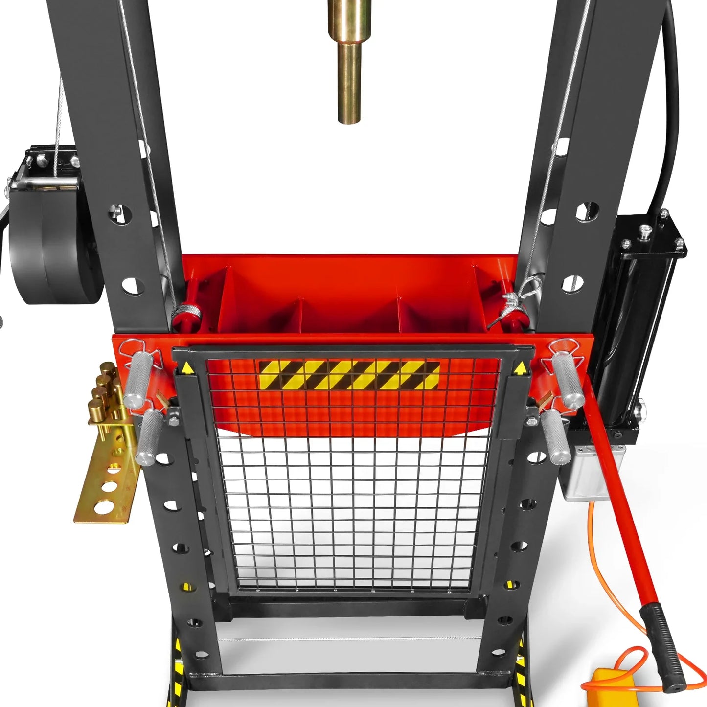 MechMaxx HSP30 Hydraulic Shop Press 30 Ton H-Frame Air/Hydraulic with Hand Winch Press Pin Kit Safety Guard Foot Pedal Control New