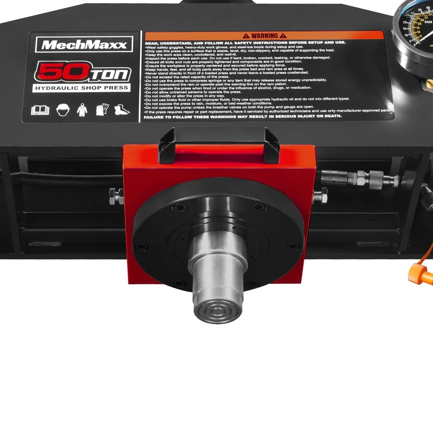 MechMaxx HSP50 Hydraulic Shop Press 50 Ton H-Frame Air/Hydraulic with Hand Winch Press Pin Kit Safety Guard Foot Pedal Control New