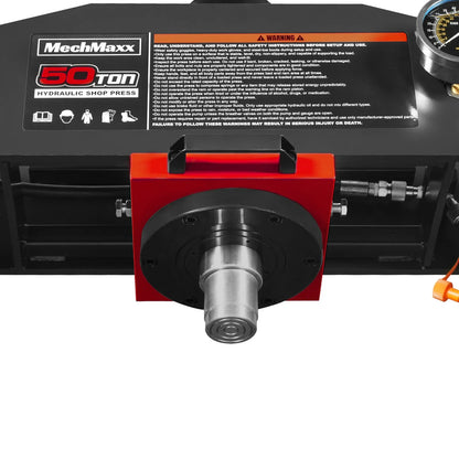 MechMaxx HSP50 Hydraulic Shop Press 50 Ton H-Frame Air/Hydraulic with Hand Winch Press Pin Kit Safety Guard Foot Pedal Control New