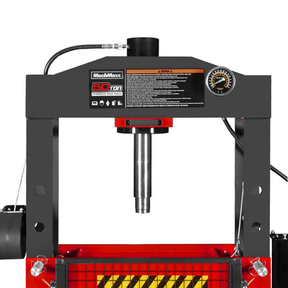 MechMaxx HSP50 Hydraulic Shop Press 50 Ton H-Frame Air/Hydraulic with Hand Winch Press Pin Kit Safety Guard Foot Pedal Control New