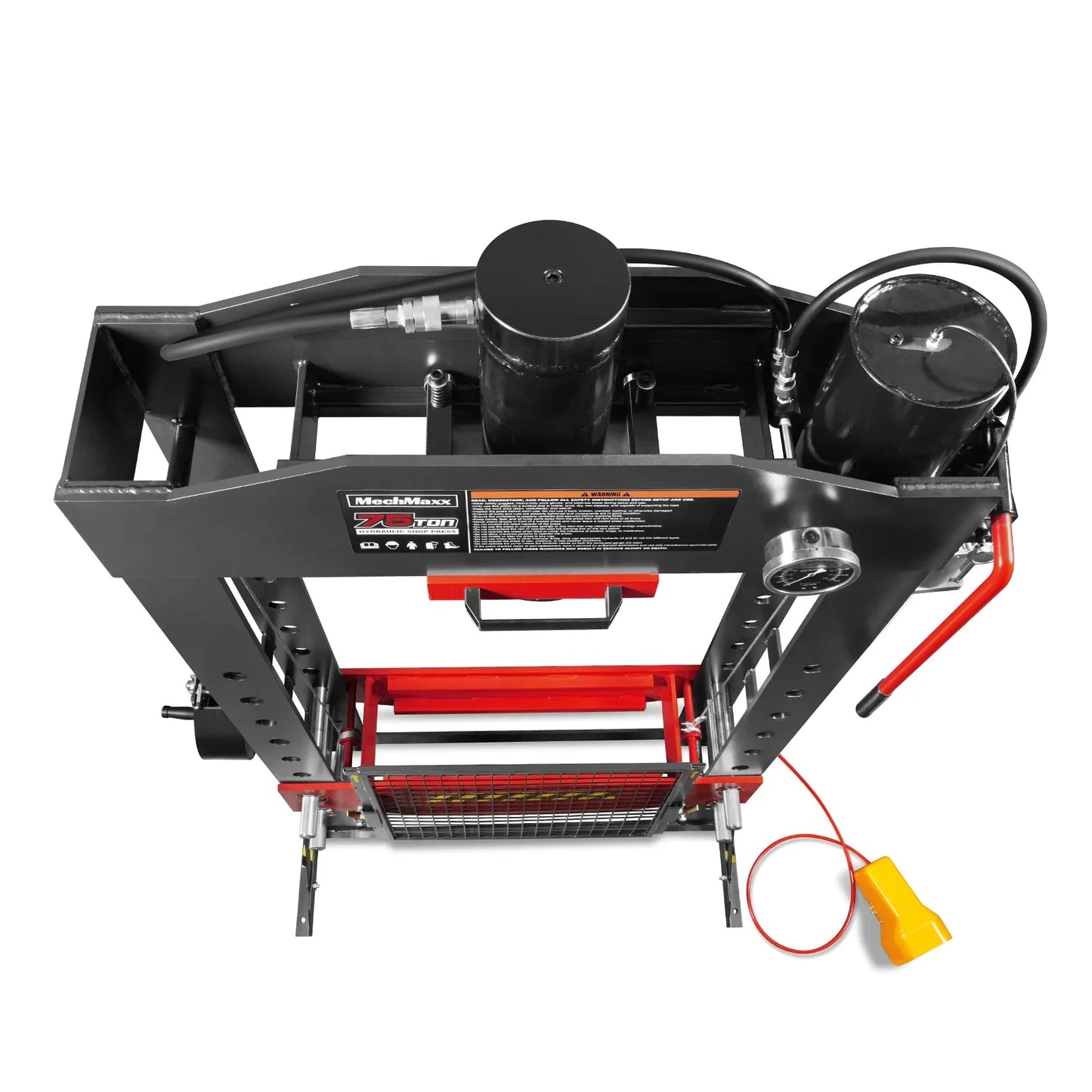 MechMaxx HSP75 Hydraulic Shop Press 75 Ton H-Frame Air/Hydraulic with Hand Winch Safety Guard Foot Pedal Control New