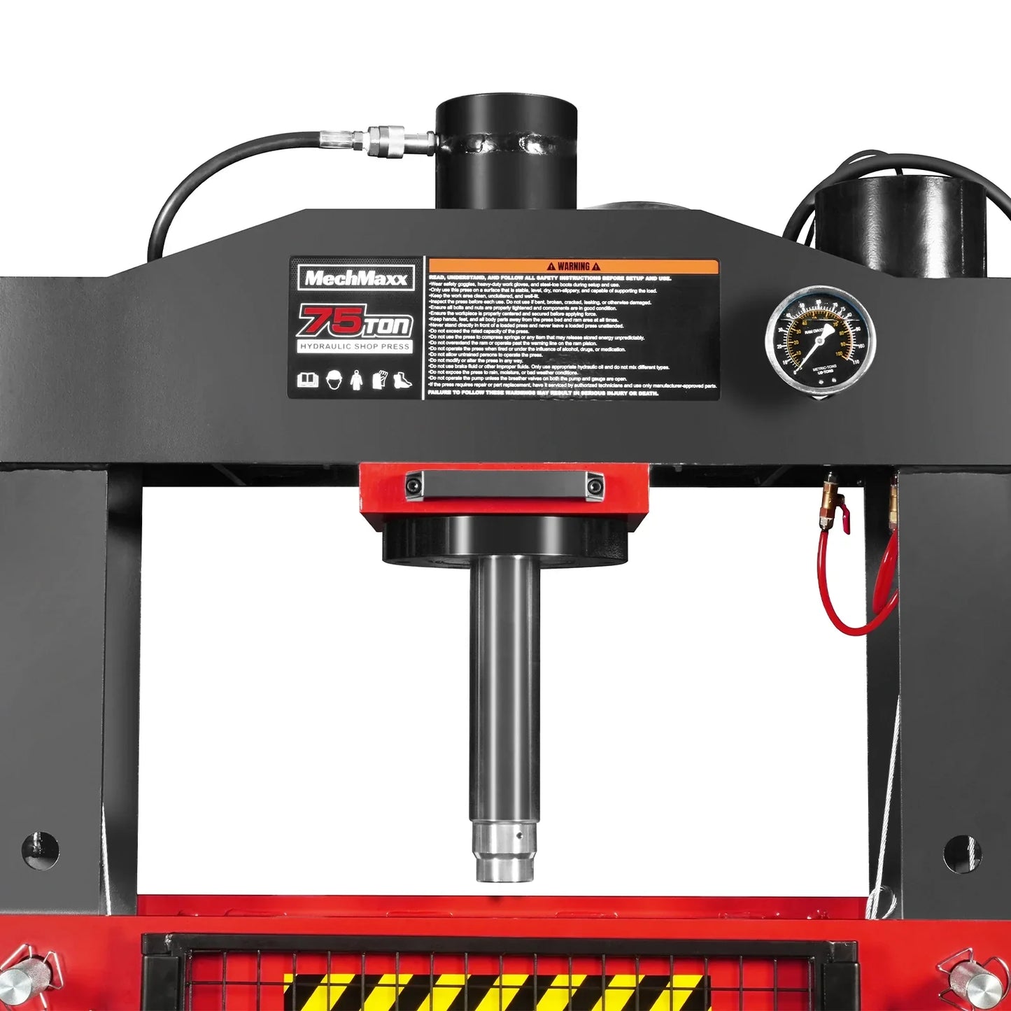MechMaxx HSP75 Hydraulic Shop Press 75 Ton H-Frame Air/Hydraulic with Hand Winch Safety Guard Foot Pedal Control New