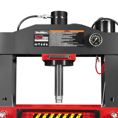 MechMaxx HSP75 Hydraulic Shop Press 75 Ton H-Frame Air/Hydraulic with Hand Winch Safety Guard Foot Pedal Control New