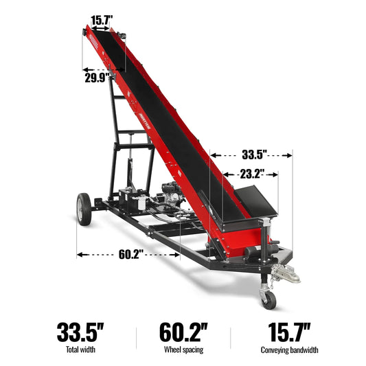 MechMaxx HC2016 Firewood Conveyor 7HP 212cc Gas Powered 124" Lift Height 236" Length 16" Width New