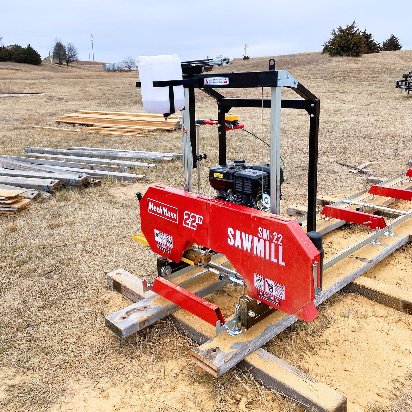 MechMaxx SM22 Sawmill 22" Portable 274cc 8.1HP Gasoline Engine 18" Board Width 13' Track Length New