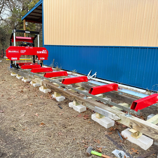 MechMaxx SM32 Portable Sawmill 32" 15 HP Electric Start Gasoline Engine 26.5" Board Width 20' Track New