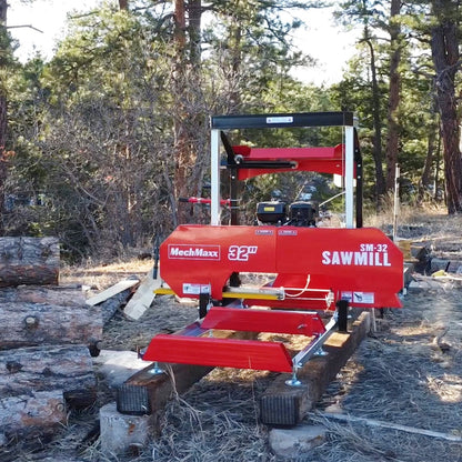 MechMaxx SM32 Portable Sawmill 32" KOHLER CH440 429cc Electric Start Gas Engine 26.5" Board Width 20' Track New