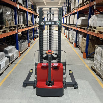 MechMaxx F33-138SLA Stacker 3300 lbs Electric Straddle 138" Lift Adjustable Legs Forks New